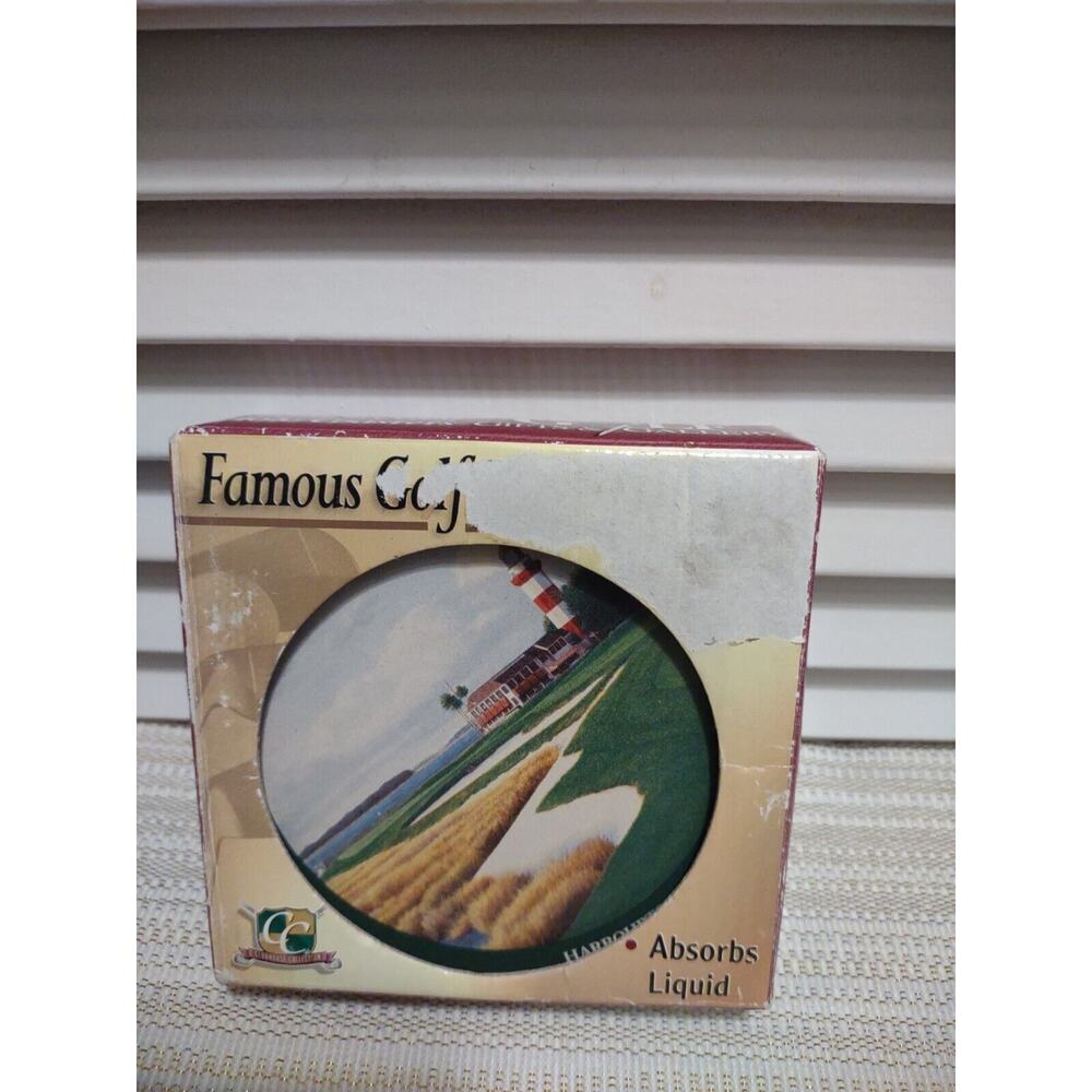 Famous Golf Hole Course Ceramic Coasters Absorbs Liquid Sandstone Set of 4